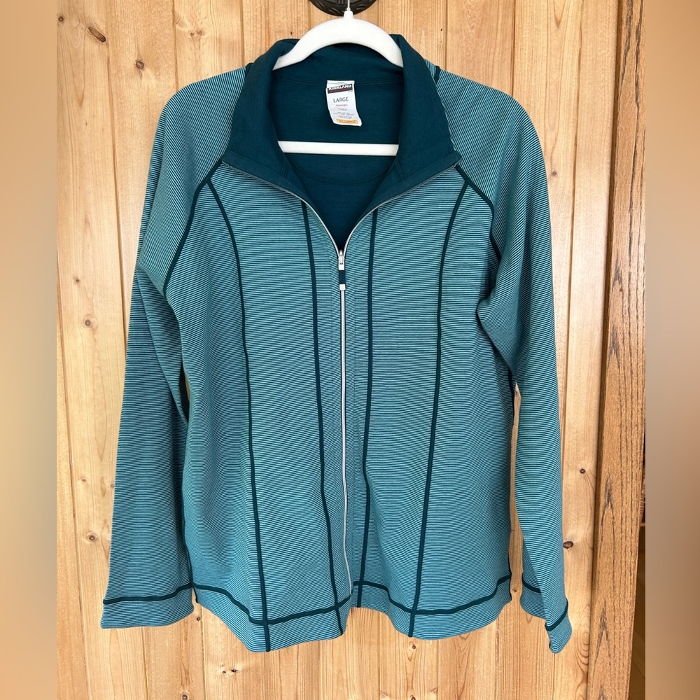 REVERSIBLE! Kirkland Teal Zip Up Track Jacket Size Large